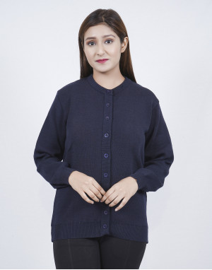 Women pure wool sweater plain heavy navy